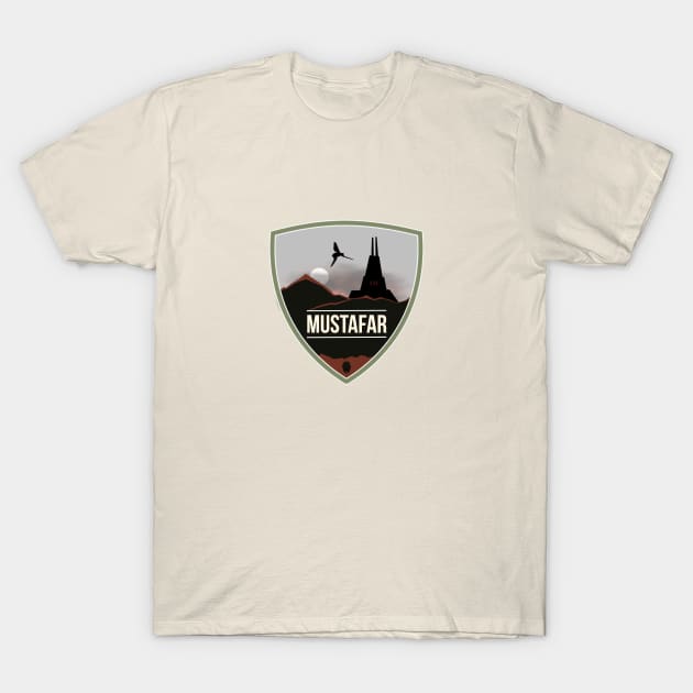 Mustafar Park Badge T-Shirt by FlyingCasualPodcast